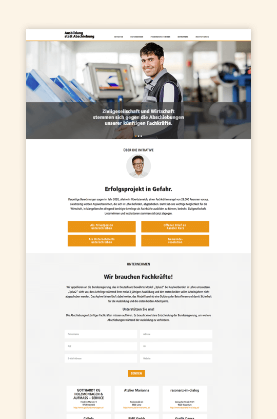 Rudi Anschober Kampagnenseiten, Konzepte, Betreuung