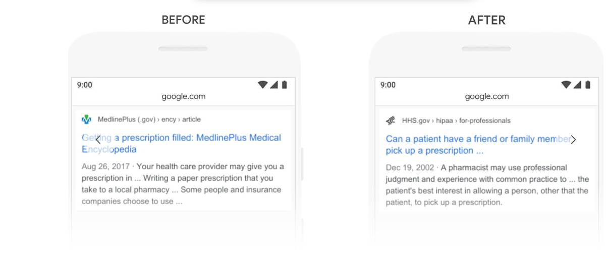 Bert Google Update Suche Medikamente Apotheke Beispiel