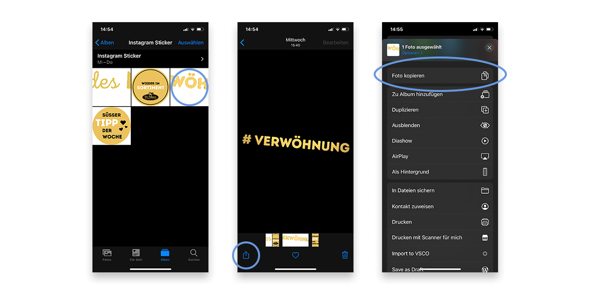 Sticker Aus Fotoalbum Kopieren und in Instagram einfügen